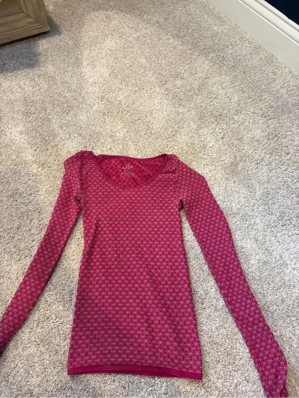 Free People Rose Patterned Long Sleeve Scoop Neck Top